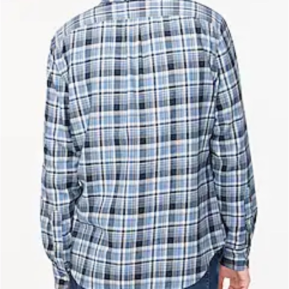 J. Crew Casual Flannel Blue and White Button Down Shirt - Picture 5 of 5